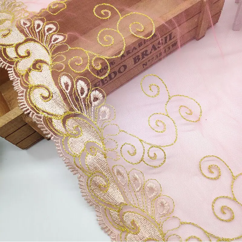 

18CM Wide And Elegant Colorful Soft Mesh Embroidery Lace Fabric Garment DIY Dress Guipure lace Sewing Accessories