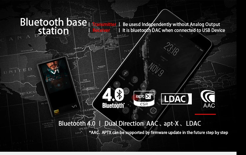 TempoTec V1 Hifi цифровой mp3-плеер без аналога и поддерживает Bluetooth LDAC IN& OUT для USB DAC& amp; усилитель