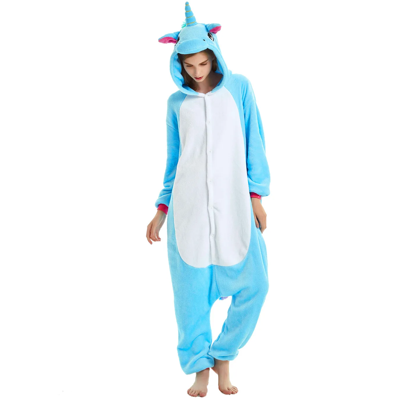 Женская Фланелевая пижама с мультяшными животными Пижама для взрослых унисекс