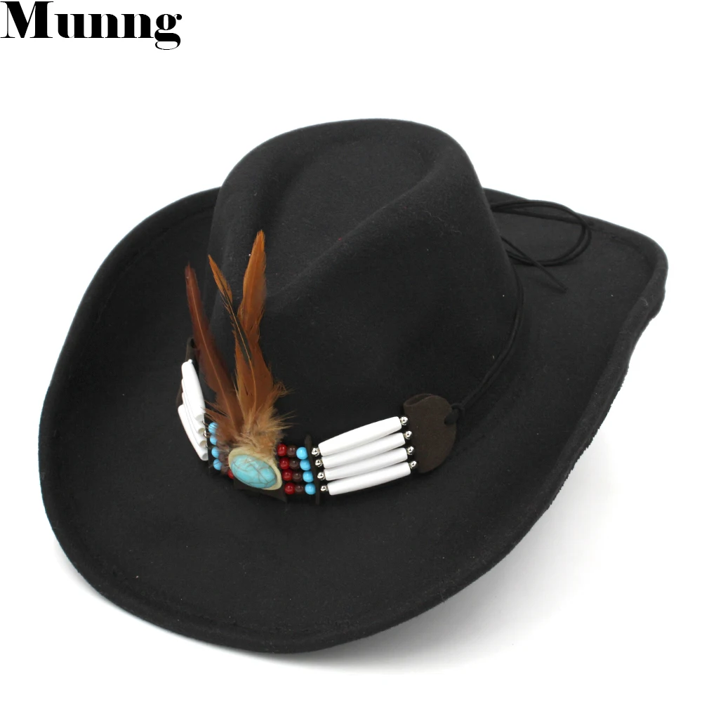 

Шляпа Munng ковбойская с широкими полями для мужчин и женщин, Панама из смеси шерсти в западном стиле, для джентльменов, дам, для джазовых, сомб...