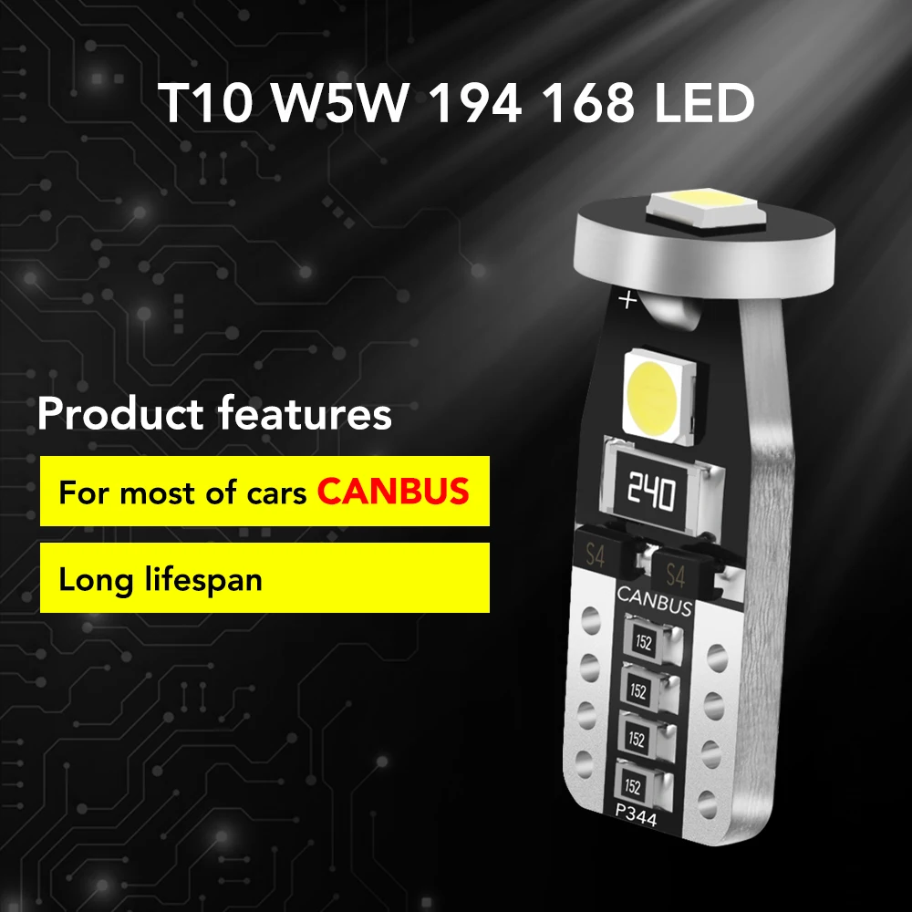10x T10 W5W Canbus светодиодный автомобильный светильник 12 В 5W5 для чтения интерьера