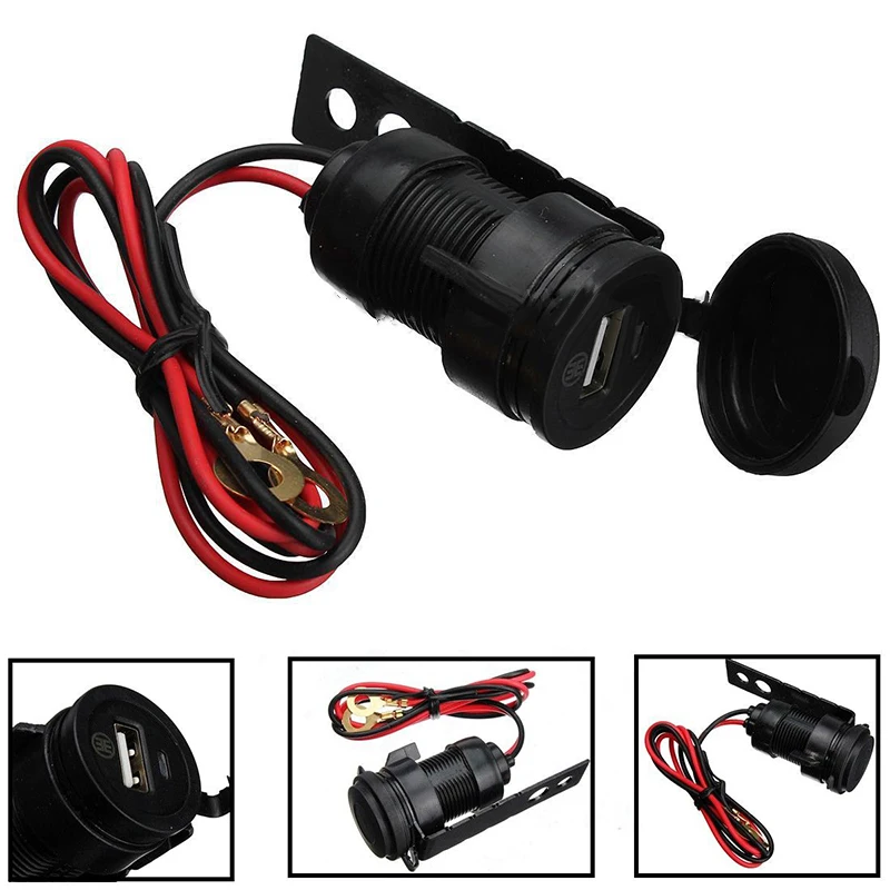 12V черный водонепроницаемый мотоцикл руль сотовый телефон USB зарядное устройство