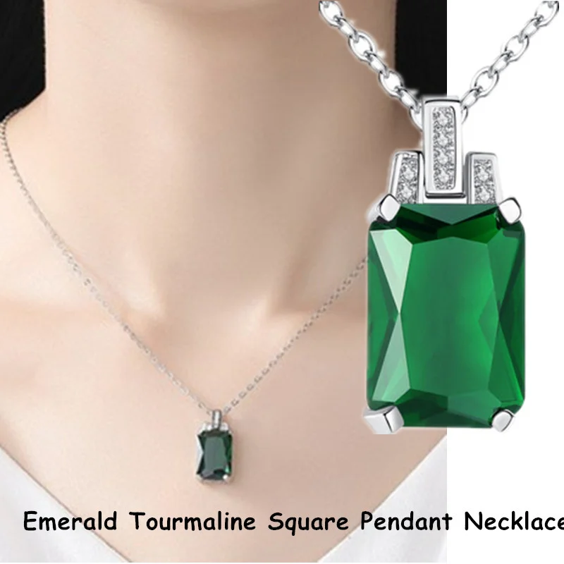 Новый кулон с зеленым изумрудом ожерелье из турмалина Корейская версия