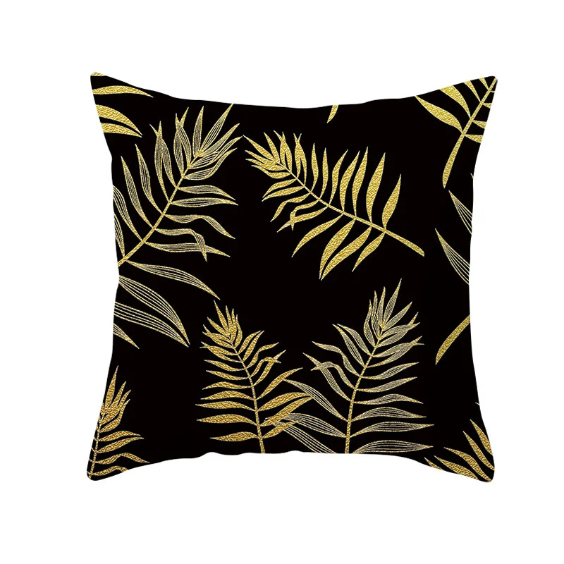 

Black Golden Leaf Decorative 45*45CM Cushion Cover Pillow Pillowcase Polyester Throw Pillows Home Sofa Decor Pillowcover 40839