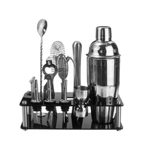 18pcs 750ml stainless steel cocktail shaker set drink mixer bar set bar supplie with stand cocktail wine bar shaker