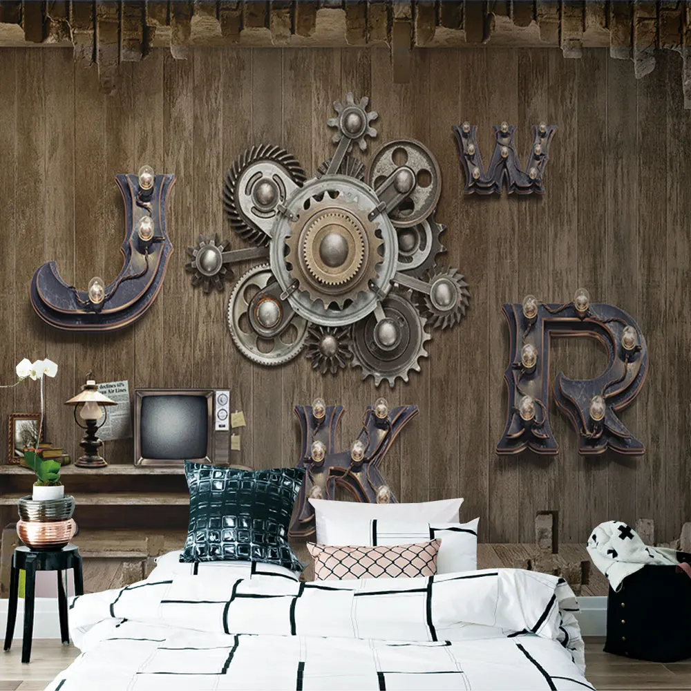 Украшение текстильные обои винтажный промышленный ветер металлические буквы