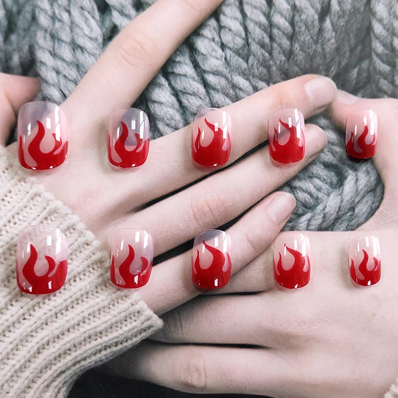 

Hot 24pcs Red Wine Wear Long Paragraph Fashion Manicure Patch False Nails Save Time Wearable Nail Patch FRE-Drop