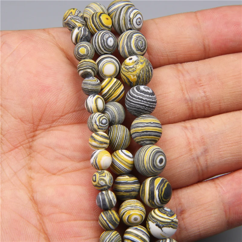 

Quality Matte Yellow Malachite Stone Beads Loose Spacer Bead For Diy Jewelry Making 4/6/8/10/12/14mm 15'' DIY Bracelet&Necklace