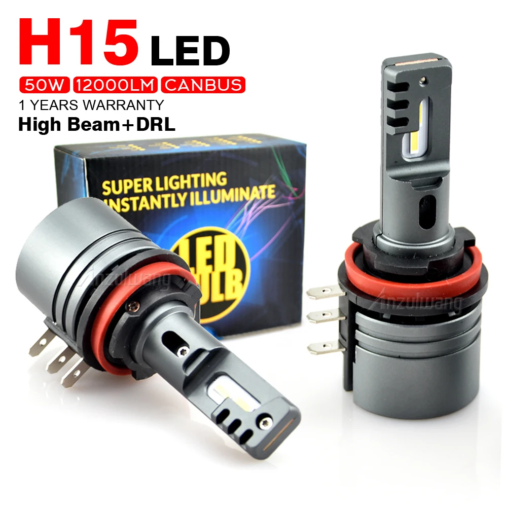 

Car H15 LED Bulb Headligh 50W 12000LM Wireless Car Headlight Lamp 12V Conversion Driving Light 6000K White For VW Audi BMW