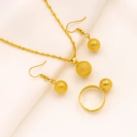 bangrui 2021 exquisite gold color matte ball pendant necklace drop earrings rings fashion jewelry sets african jewelry gifts