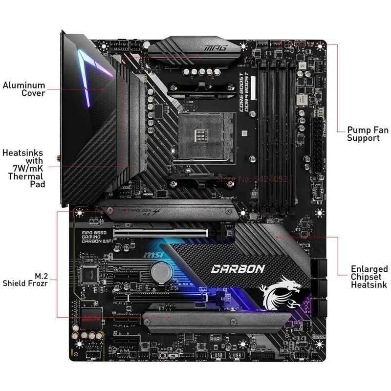 Новый MSI MPG B550 игровой углерода материнская плата с WIFI Поддержка для 3rd Gen AMD Ryzen s DDR4