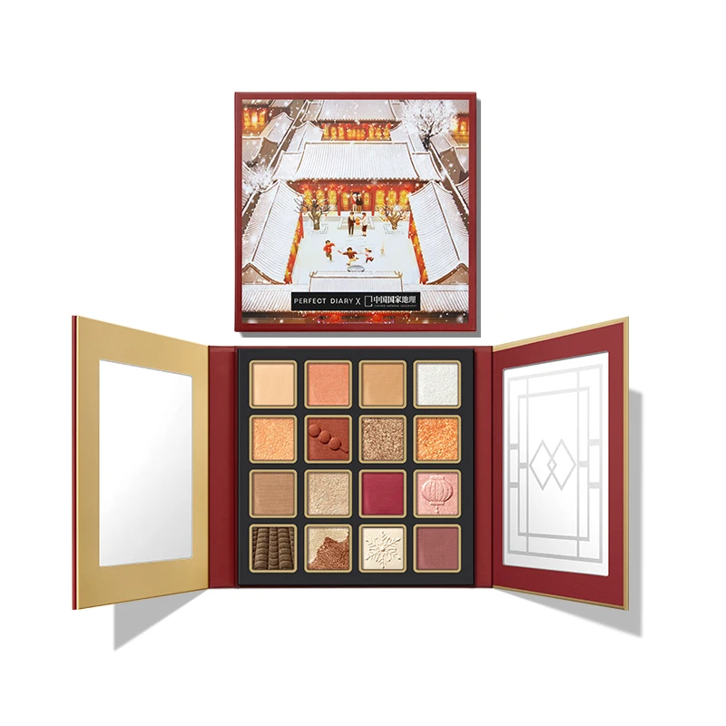 

CY PERFECT DIARY Peach Gold Quadrangle Plate National 16 Colors Eye Shadow Plate Matte Shimmer Free Shipping