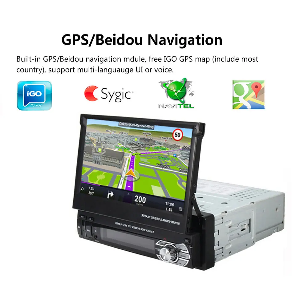 Автомагнитола Podofo автомагнитола 1 din с GPS Bluetooth стерео сенсорный экран 7 дюймов HD FM