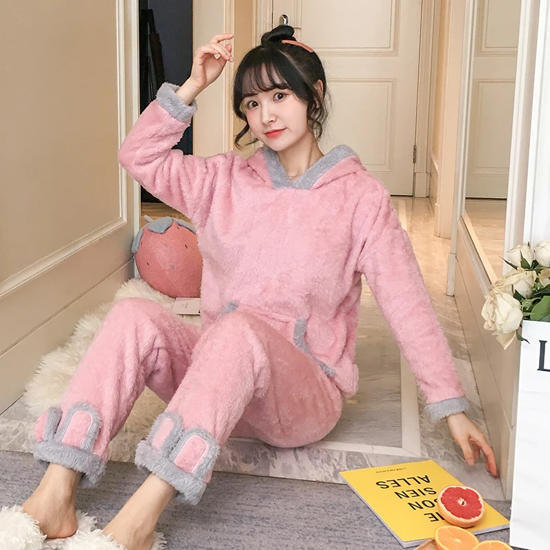 Рождественская Пижама Женская Зимняя шерстяная теплая бархатная утепленная