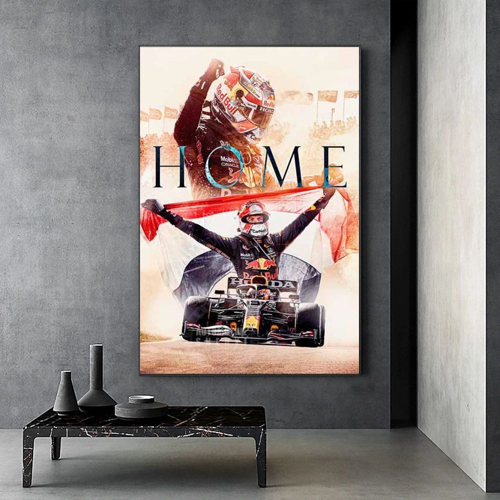 

F1 Champion Win At Home Formula Car Racing Canvas Painting Max Car Posters Prints Wall Art Pictures for Living Room Home Decor