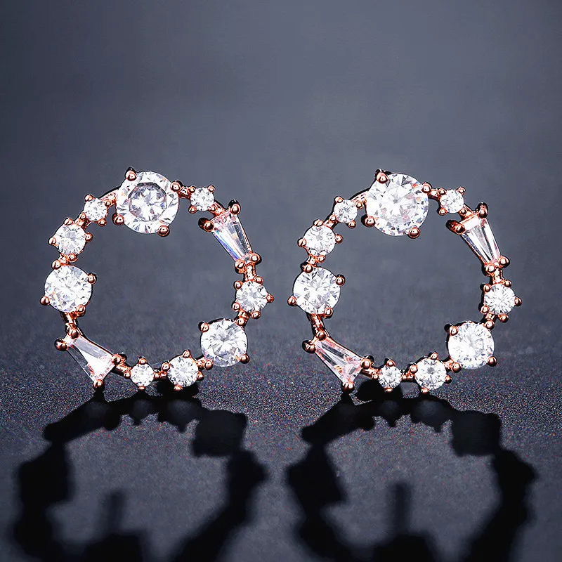 Rose Gold Color UILZ, новинка, модные женские серьги-гвоздики с кубическим цирконием ААА, вечерние серьги, Подарок на годовщину, аксессуары UE2354 - Окраска металла: Rose Gold Color