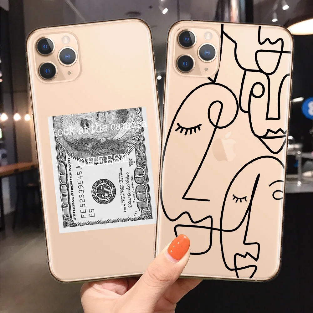 Прозрачный чехол для телефона с абстрактным рисунком iPhone 11 Pro Max X XR Xs 6 6S 7 8 Plus
