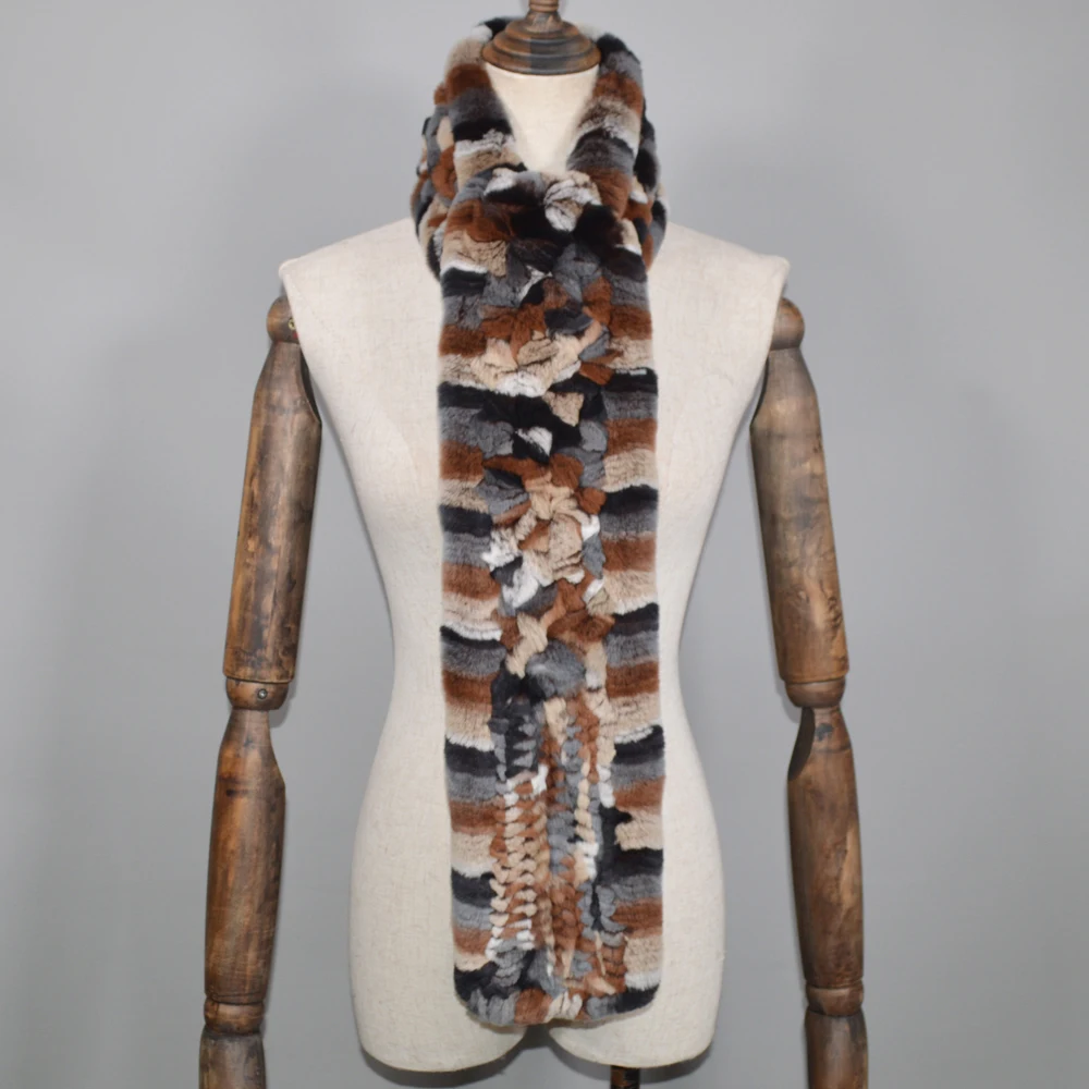 2021 зимние длинные Стиль Женские Настоящий мех кролика шарф с мехом теплые мягкие