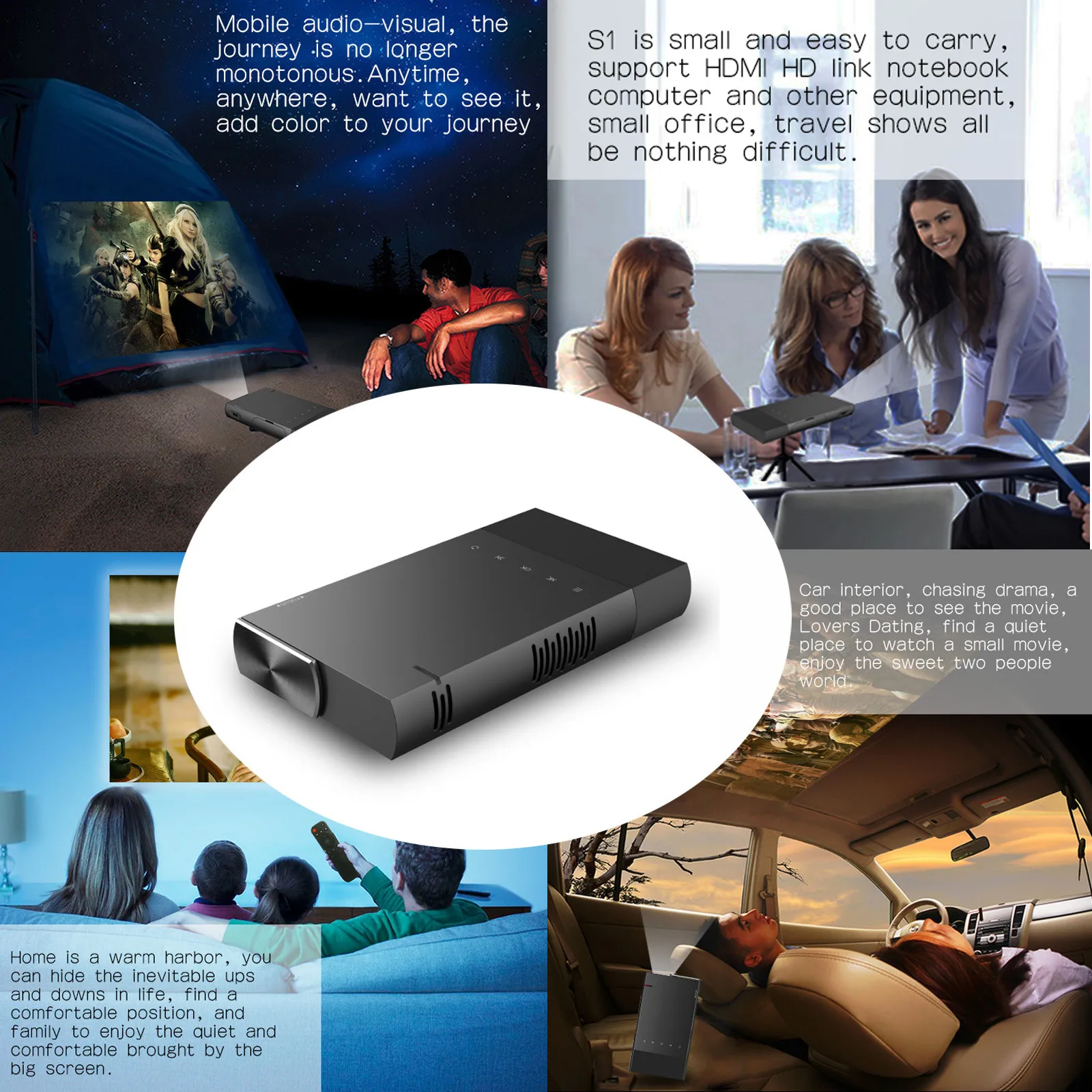 

Mini Projector Support Full Hd 1920x 1080p Hd Dlp Led 5200mah Builtin Batter Portable Home Beamer British Standard#g45