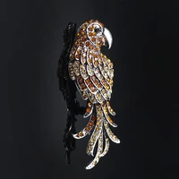 2022 fashion parrot yellow crystal brooch luxury big pin brooch silver color jewelry bijoux femme xh7304s04
