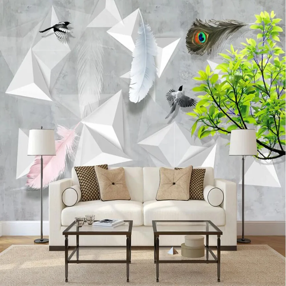 

Большие настенные 3D-обои milofi на заказ, скандинавский трехмерный геометрический маленький свежий фон, панно, обои