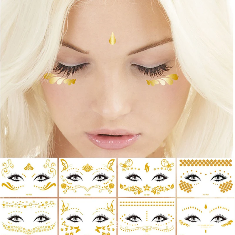 Водостойкая позолоченная Татуировка лицевая паста тату наклейка шрам покрытие
