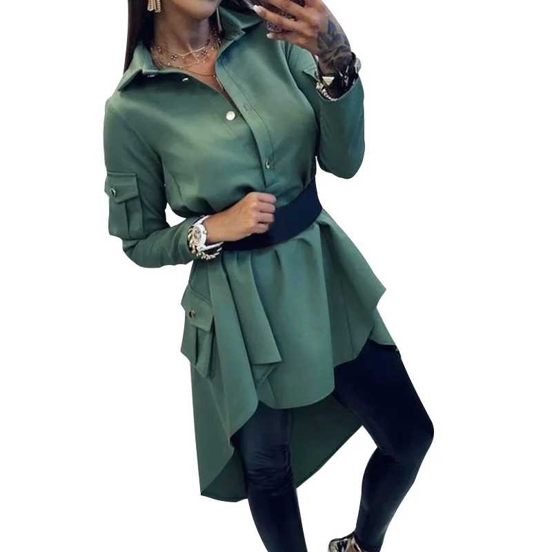 

Shirt Dress Women Black Green Long Sleeve Dresses Asymmertical Cute Dress Women Casual Sexy Party Bodycon Club Steetwear 2021