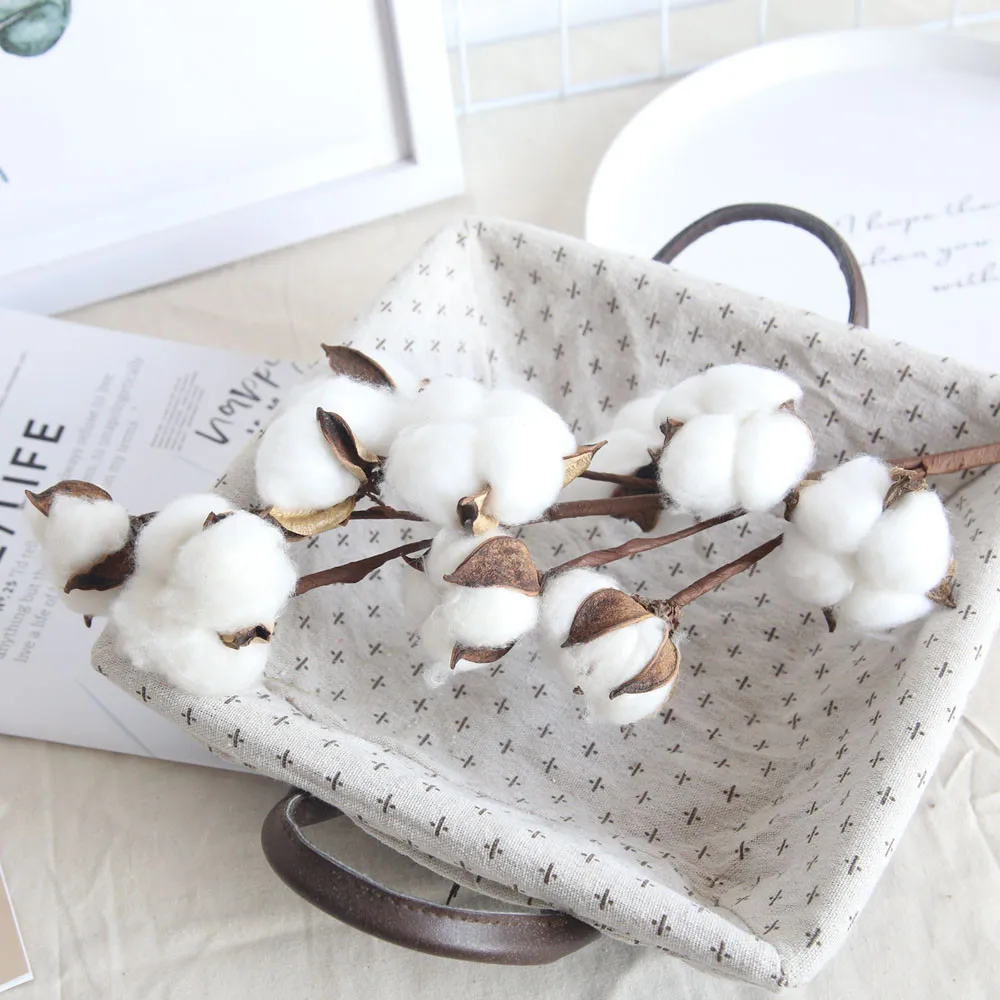 Натуральные сухие стебли хлопка Искусственные белые ветки искусственные цветы