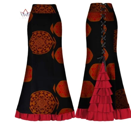 Женская одежда в африканском стиле Длинная женская юбка макси из хлопка с