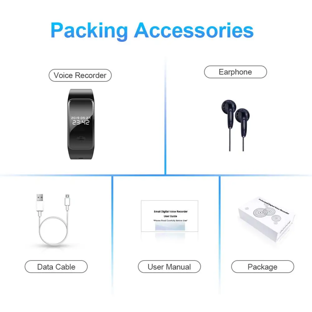 Смарт-браслет аудио Голосовое управление браслет переносной диктофон MP3 голоса