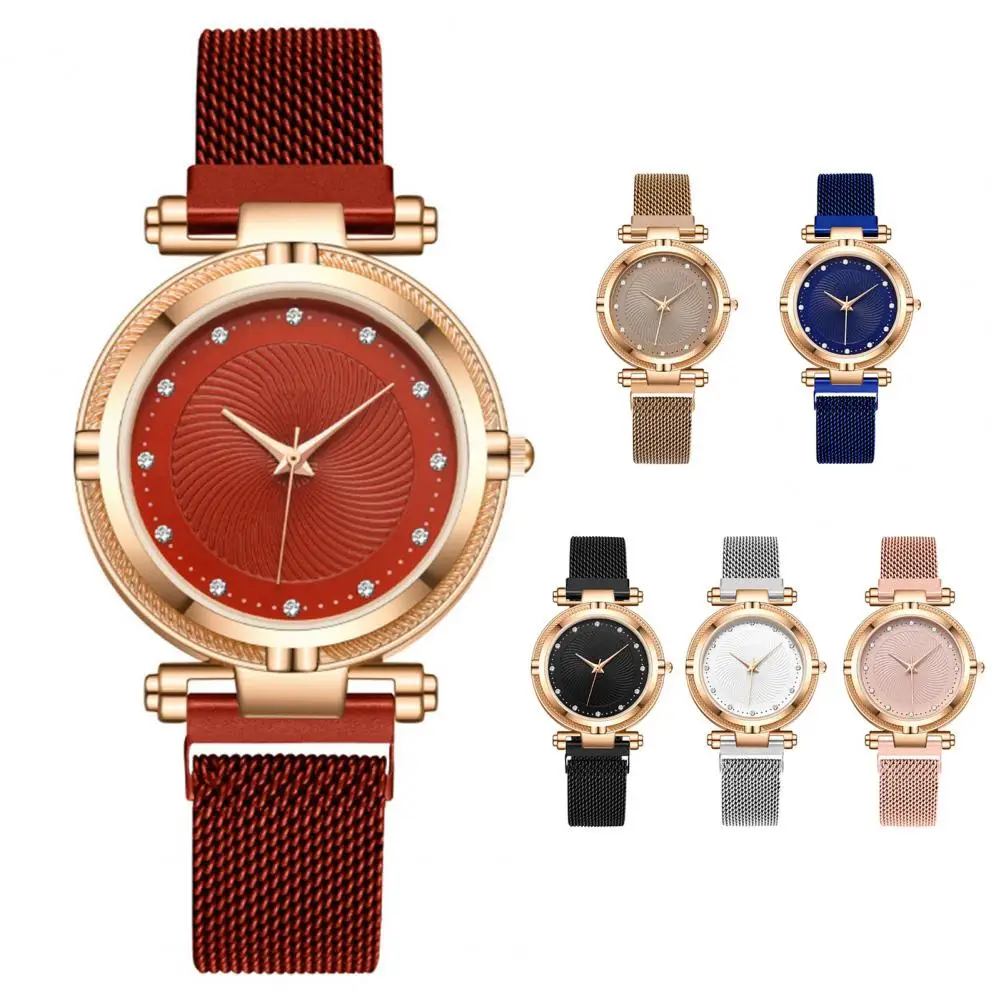 

Women Watch Fashion Casual Alloy Strap Magnet Buckle Business Watch Quartz Wristwatch Gift