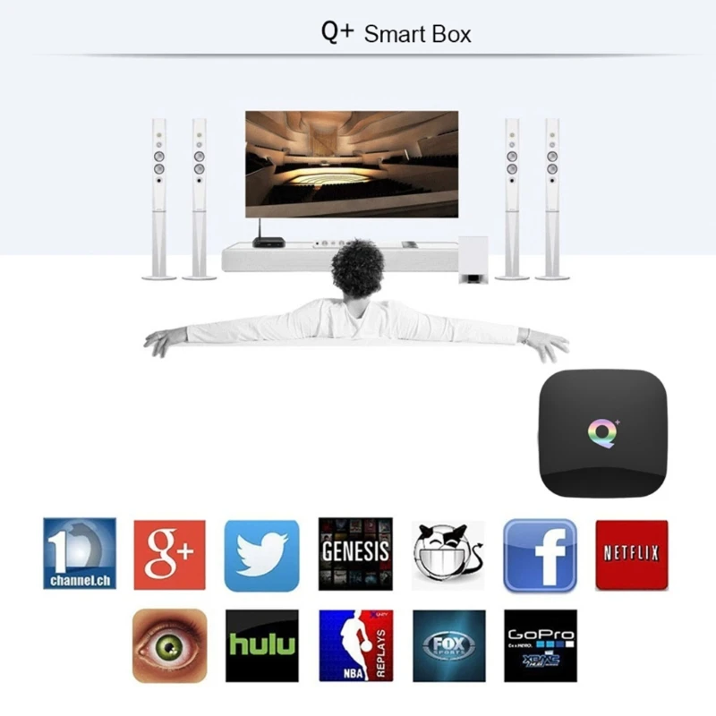 

Q Plus Smart TV Box A-ndroid 9.0 TV Box 2GB-RAM/16GB ROM 2.4G WiFi 6K HDMI DLNA Smart TV BOX
