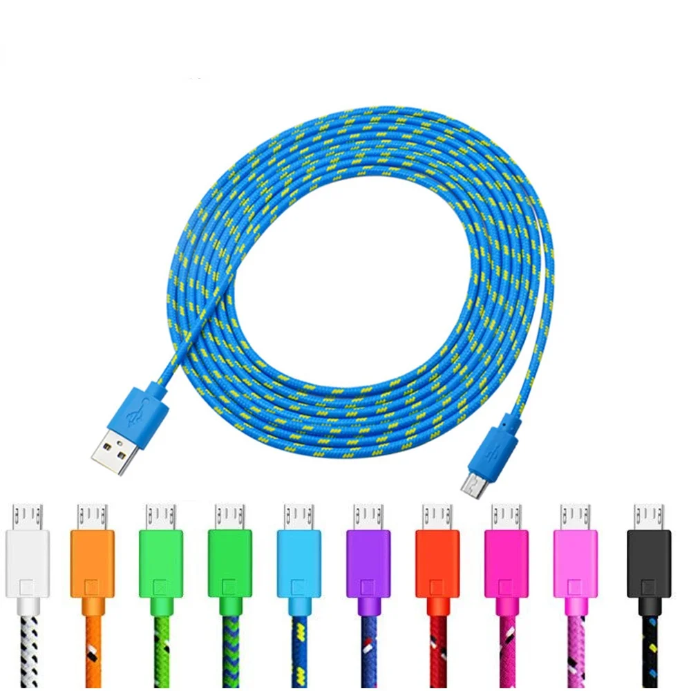 

Nylon Braided Micro USB Cable 1m/2m/3m Data Sync USB Charger Cable For Samsung HTC LG Huawei Xiaomi Android Phone Cables