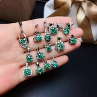 meibapj 14 styles 1 carat green moissanite diamond pendant necklace for women real 925 solid silver fine wedding jewelry