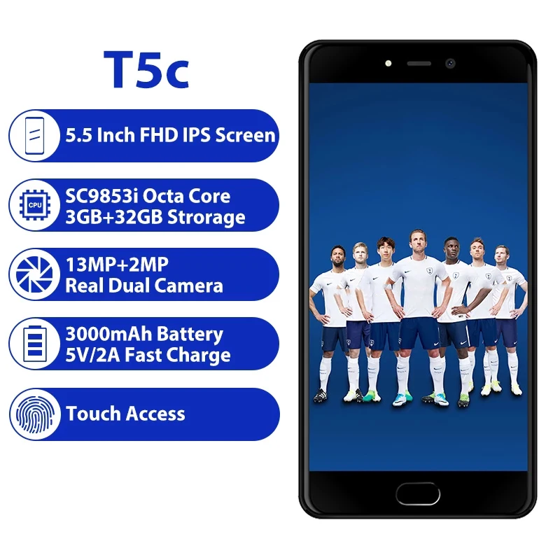 Leagoo T5C 4G LTE мобильный телефон SC9853 Восьмиядерный 3 Гб RAM 32 RO 13.0MP + 2.0MP Две камеры Android 7 0