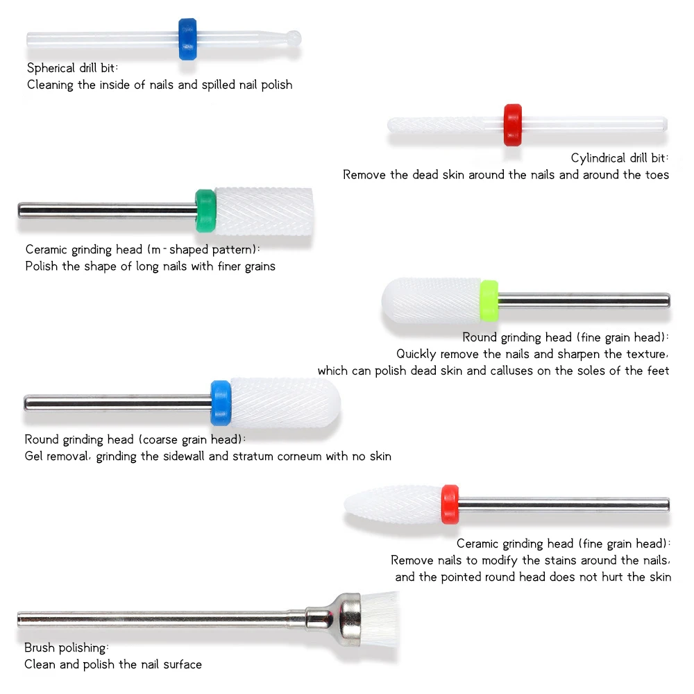 

7pcs Milling Cutter For Manicure Pedicure Mill Electric Machine For Nail Electric Nail Drill Bits Nail Art Mill Apparatus Feecy