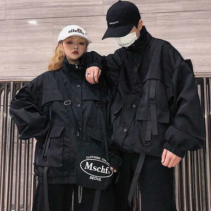 Куртка NiceMix женская джинсовая черная уличная одежда в стиле Харадзюку свободная