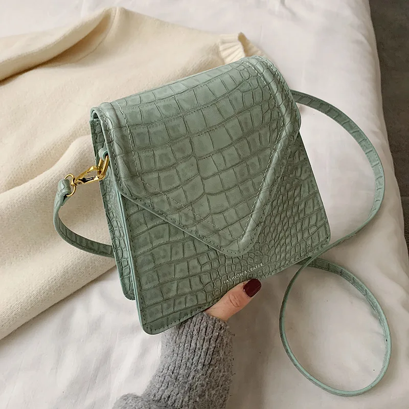 Женская сумка 2020 новый бренд ретро крокодиловый узор квадратный плечо почтальон