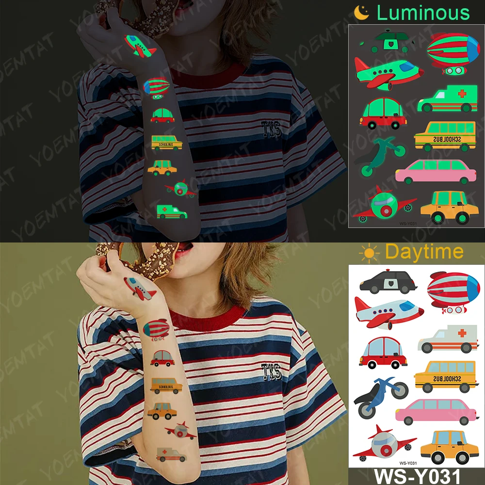 

Waterproof Temporary Luminous Tattoo Sticker Children Kids Ball Cartoon Robot Alien Tatoo Body Art Arm Ankle Flash Fake Tatto