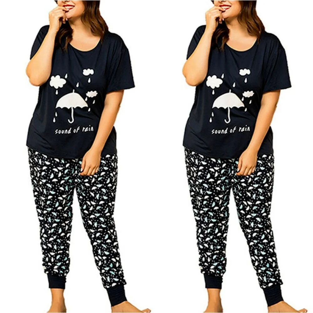 

Women Ladies Short Sleeve Tops Pants Set Casual Tracksuit Loungewear Plus Size