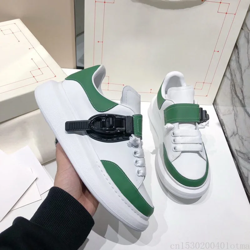 

Women Sneakers 2020 New White Genuine Leather Buckle Strap Women Casual Shoes Platform Wedges Trianers Sneakers Flats Loafers