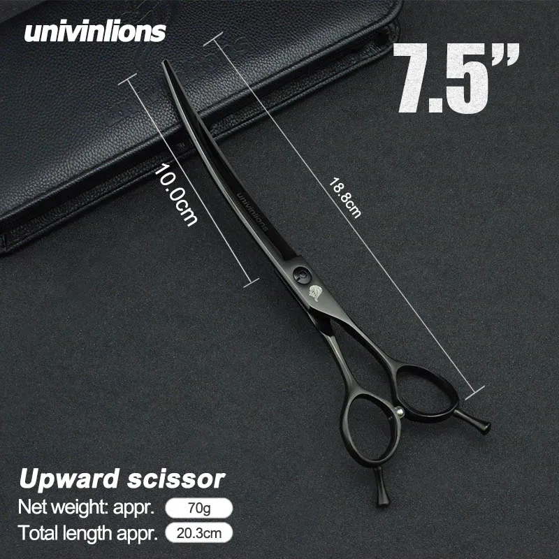 

7.5" Pet Dog Grooming Scissors Up Curved Shears Cat Scissors Pet Cat Hair Scissors Horse Shears Upward Hair Cutting Tools VG10