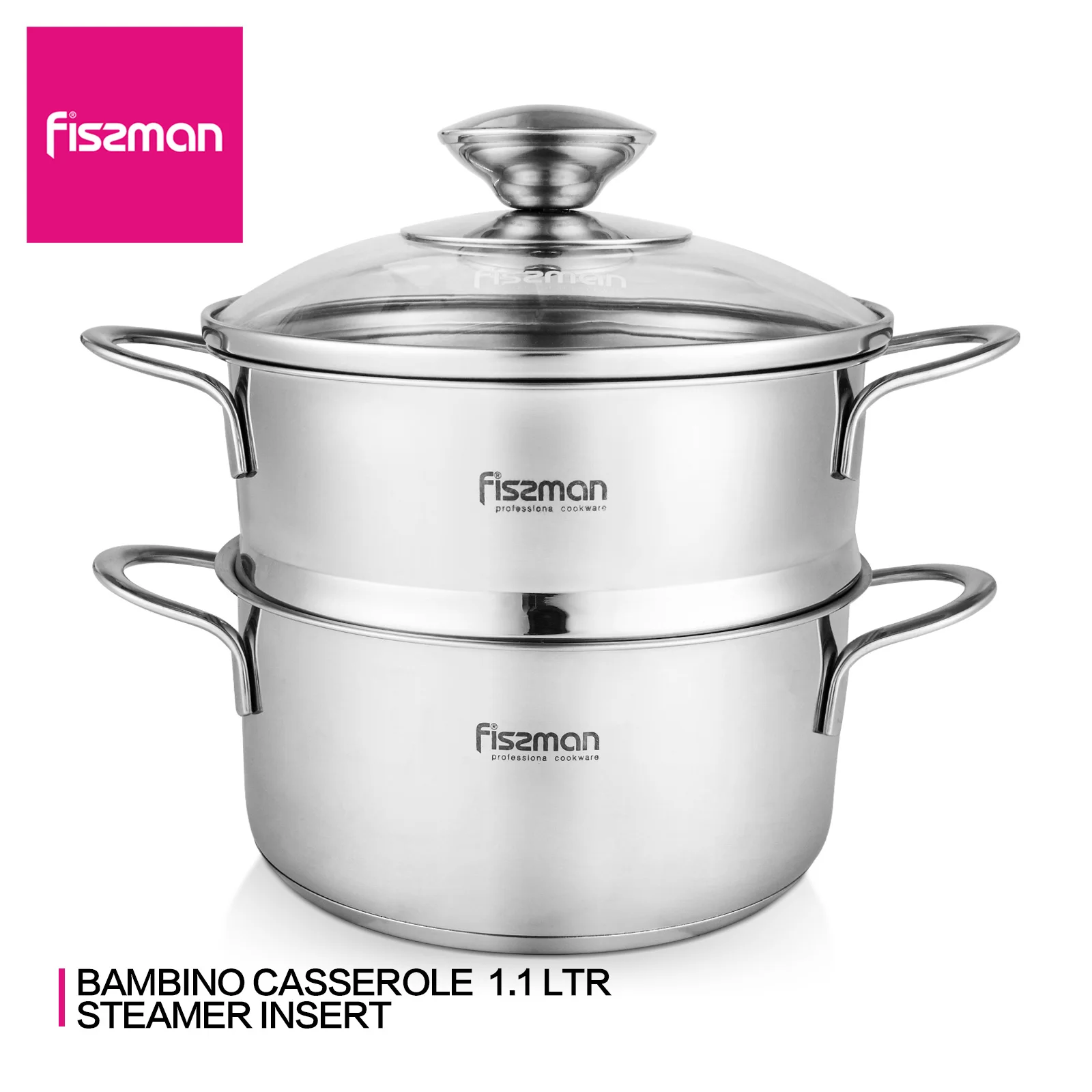 Кастрюля FISSMAN детская серия со стеклянной крышкой пароварка Индукционная