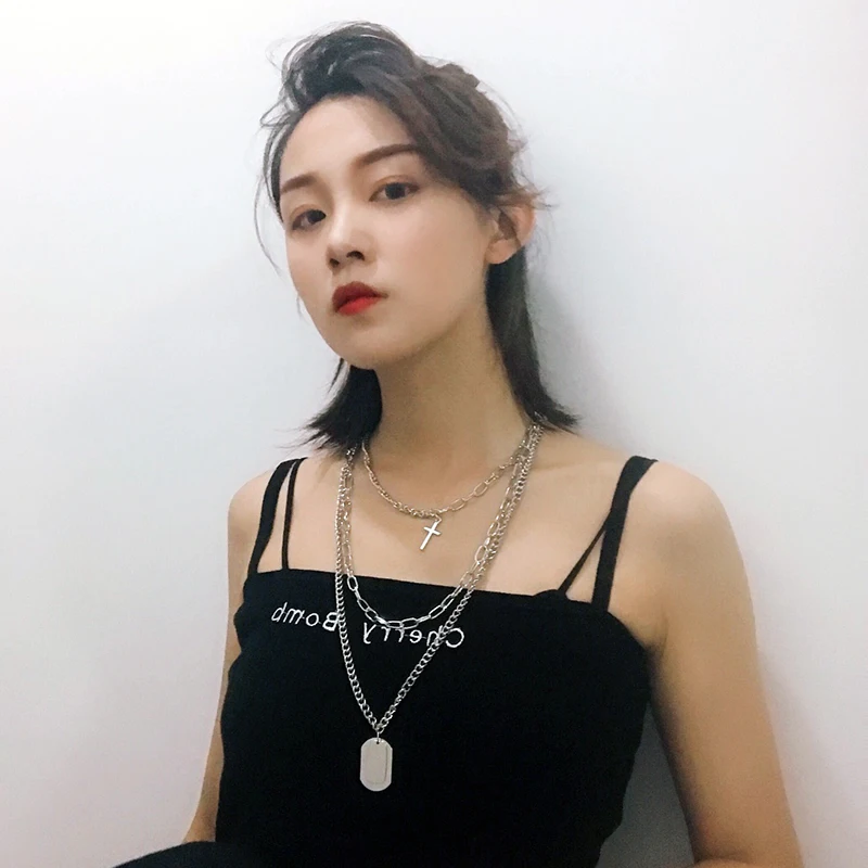 Новое поступление 2019 трехслойная цепочка до ключиц в стиле хип хоп для мужчин и