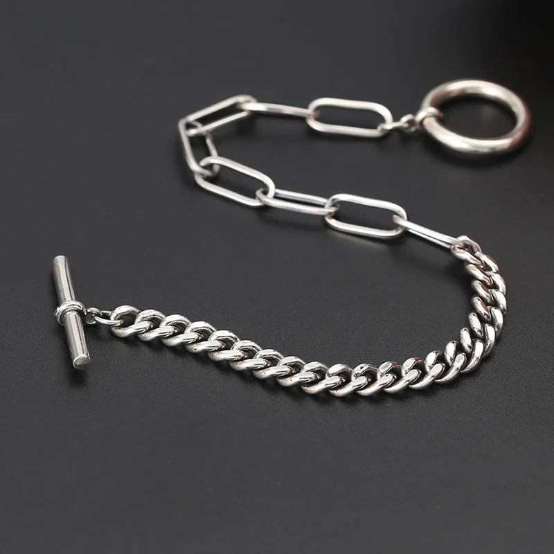 

100% S925 Sterling Silver Miami Cuban Chain Bracelets Fine Jewelry Real Silver Solid Women Girls Spliced Bracelet 5mm 17CM