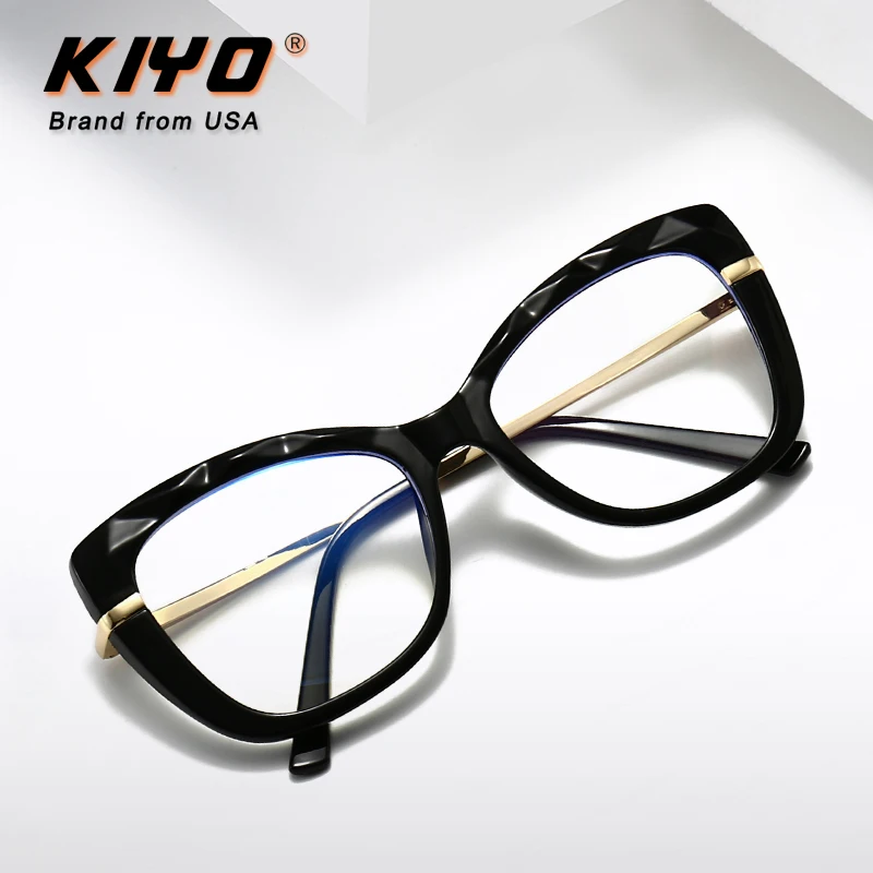 

KIYO Brand 2021 New Women Men Fashion Anti Blue Light Optical Frame TR90 Eyeglasses Frames Cat Eye Spectacles Glasses 9018