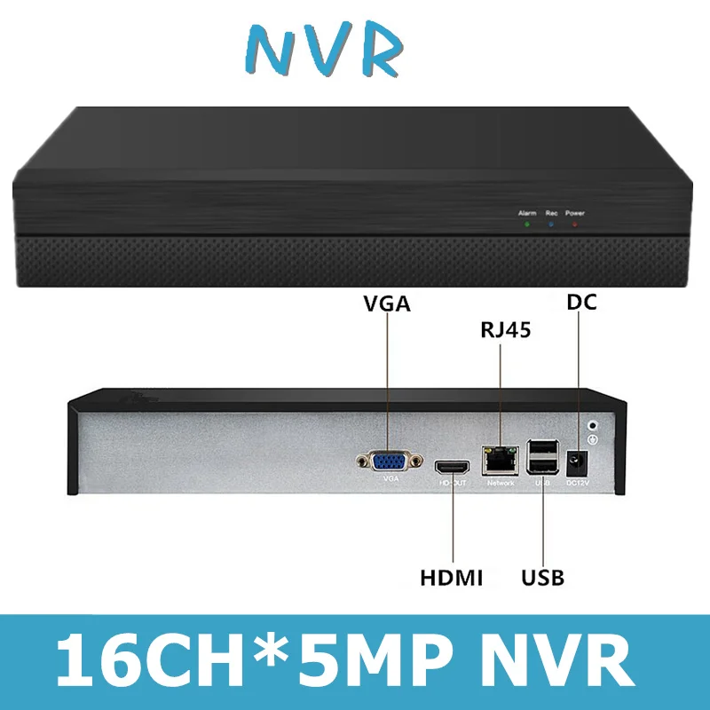 Сетевой цифровой видеорегистратор H.265 16 каналов * 5 Мп 1 SATA макс. 8 ТБ Onvif CMS XMEYE P2P
