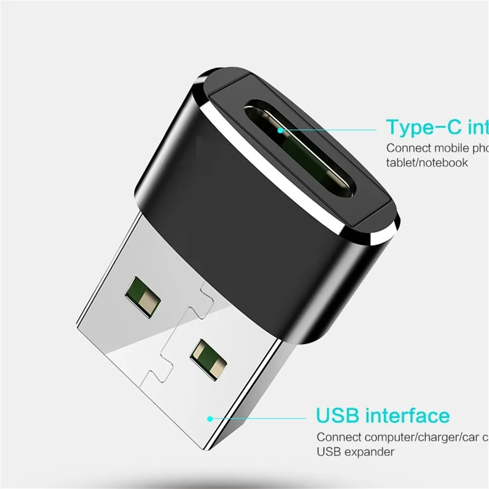 

FFFAS Black Small Portable USB Male Turn Type-c Female Connect Adapter OTG Converter for Computer Laptop Notebook Tablet PC