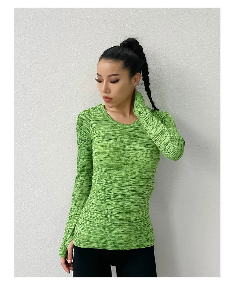 Женская Спортивная одежда для фитнеса Спортивная футболка одежда для занятий спортом для спортивного зала йоги эластичные беговые топы с длинными рукавами быстросохнущие беговые дорожки