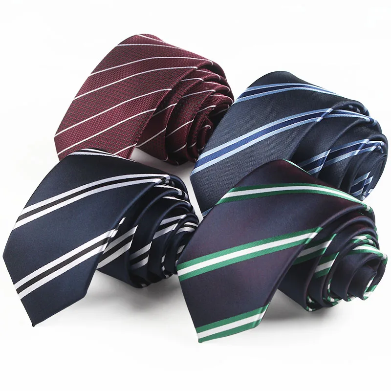 Мужской узкий галстук в полоску из полиэстера и шелка 6 см Повседневная Свадебная
